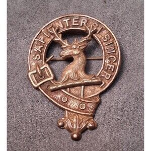 Scottish Davidson Clan Brooch Hat Badge Stag